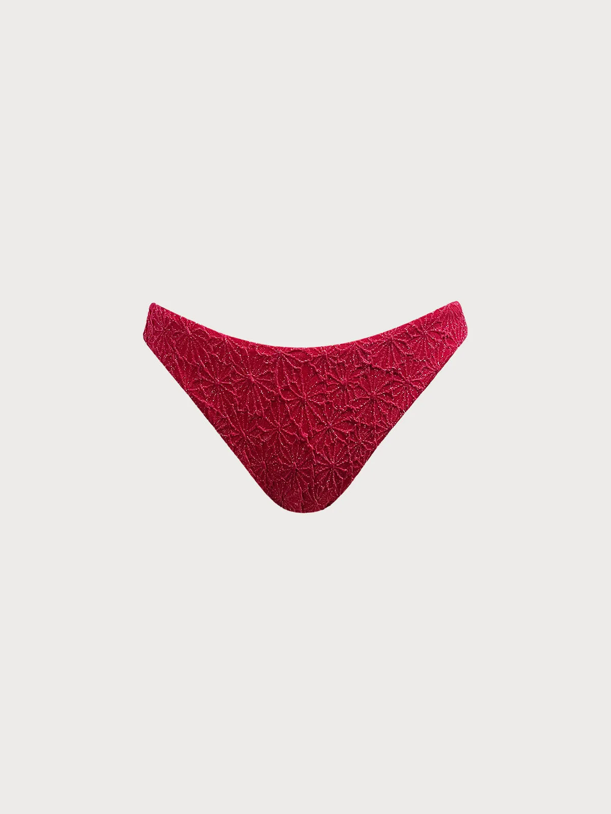 Wine Red Textured Bikini Bottom sold by BERLOOK