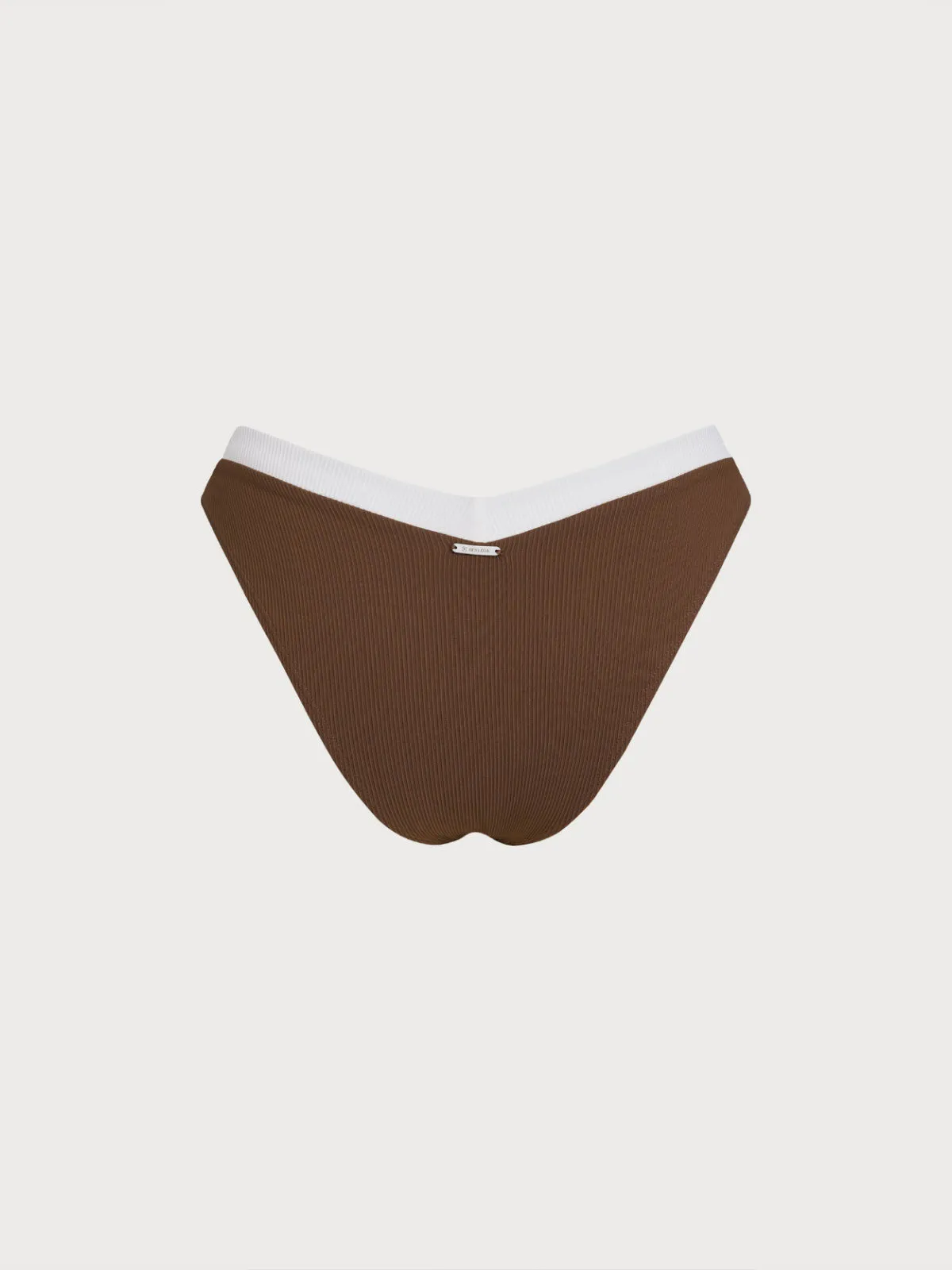 Brown Contrast Trim V-Cut Bikini Bottom sold by BERLOOK product image thumbnail 2
