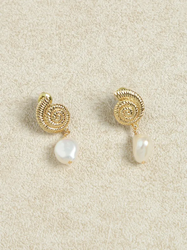 Shell Pearl Drop Earrings sold by BERLOOK