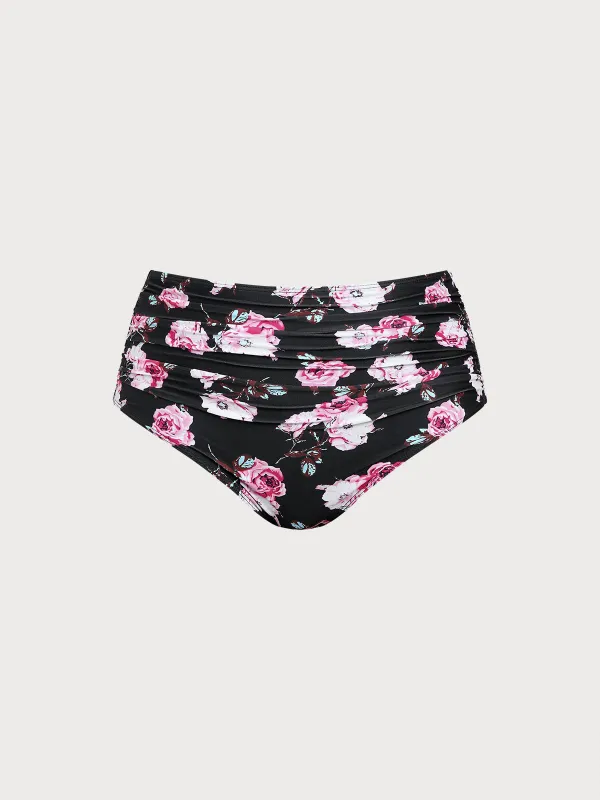 Black Floral Plus Size Bikini Bottom sold by BERLOOK