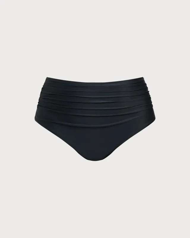 Black Ruched Plus Size Bikini Bottom sold by BERLOOK
