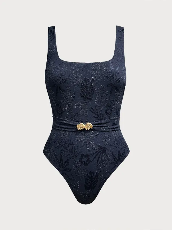 Blue Shimmer Textured One-Piece Swimsuit sold by BERLOOK
