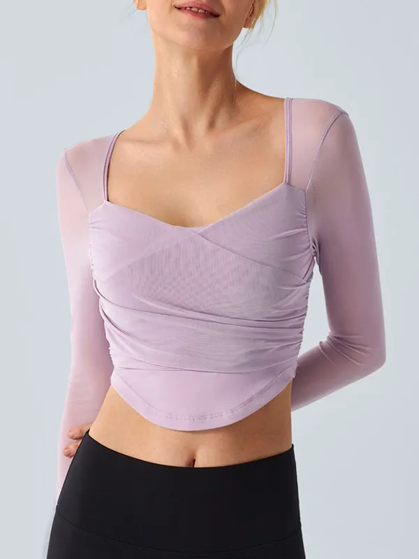 Light Purple Backless Long Sleeve Top - Light Support sold by BERLOOK