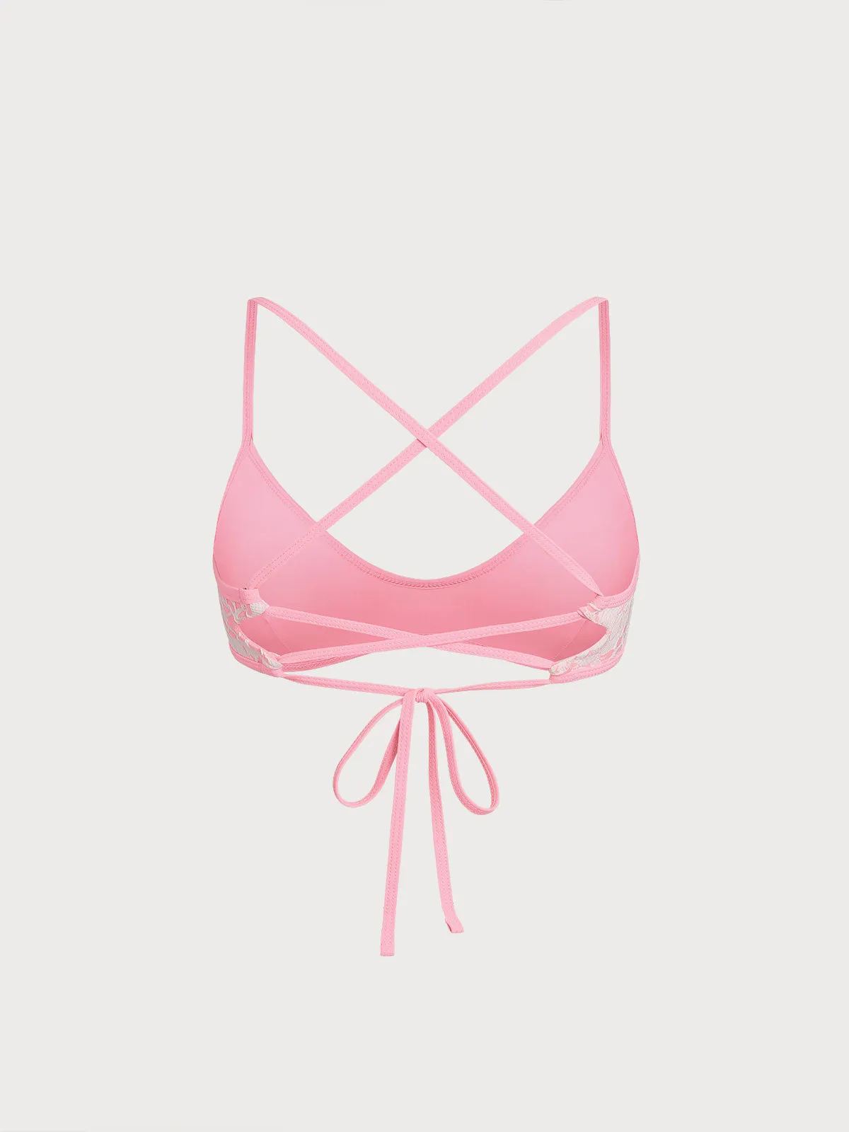 Pink Textured Scoop Bikini Top sold by BERLOOK product image thumbnail 2