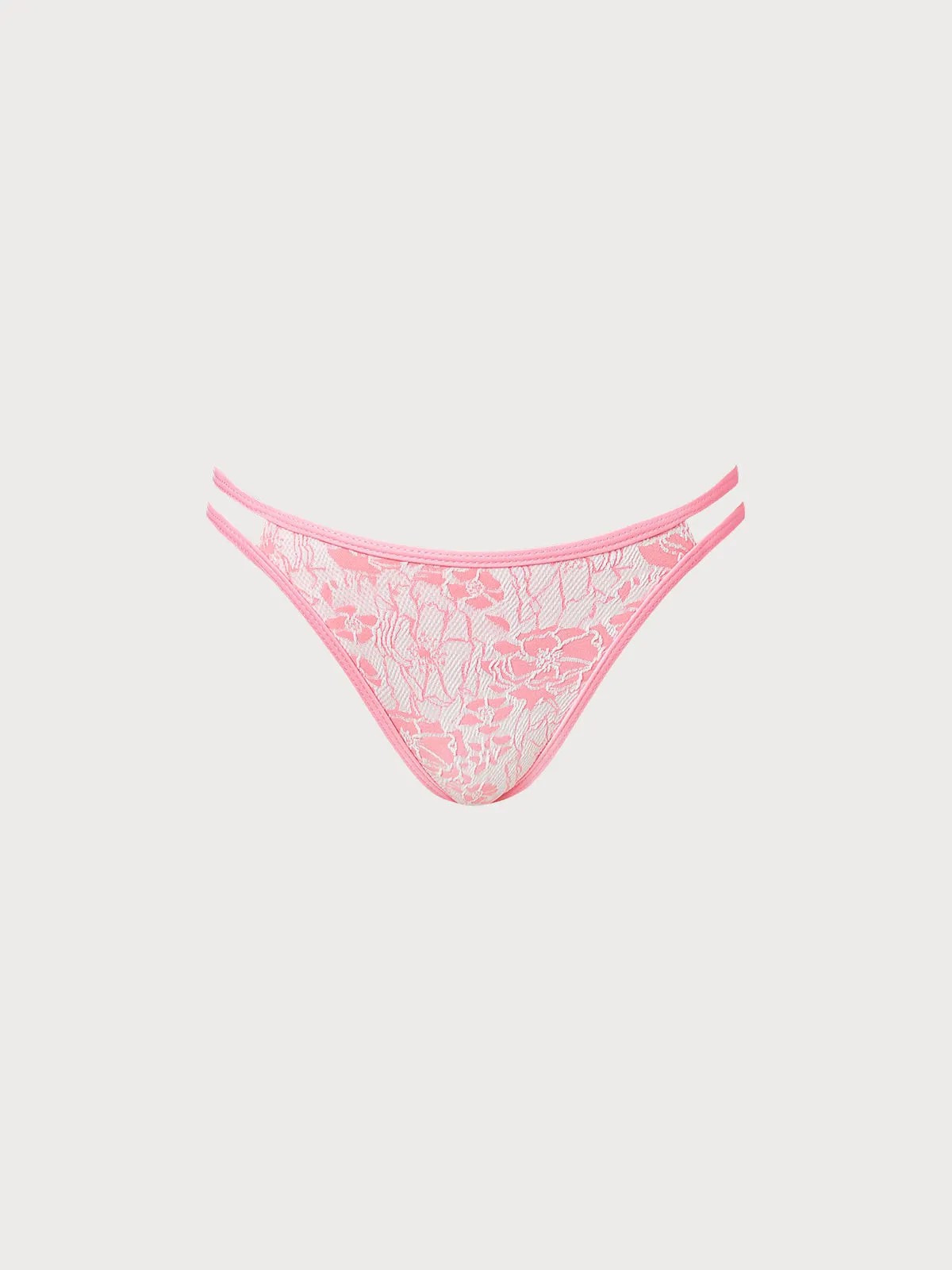 Pink Textured Cutout Bikini Bottom sold by BERLOOK