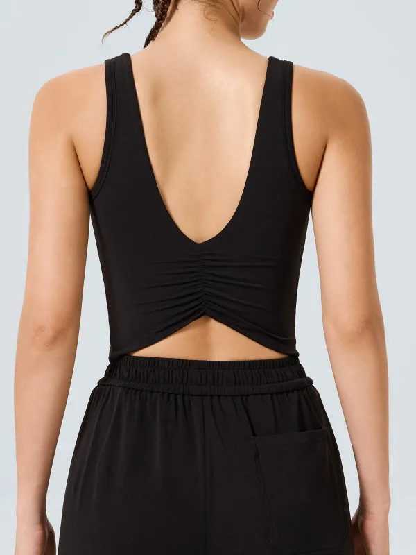 Black Twist Back Tank Top sold by BERLOOK