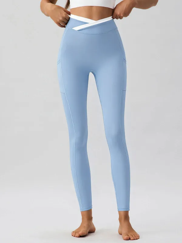 Light Blue Natural Waisted Leggings 25" sold by BERLOOK