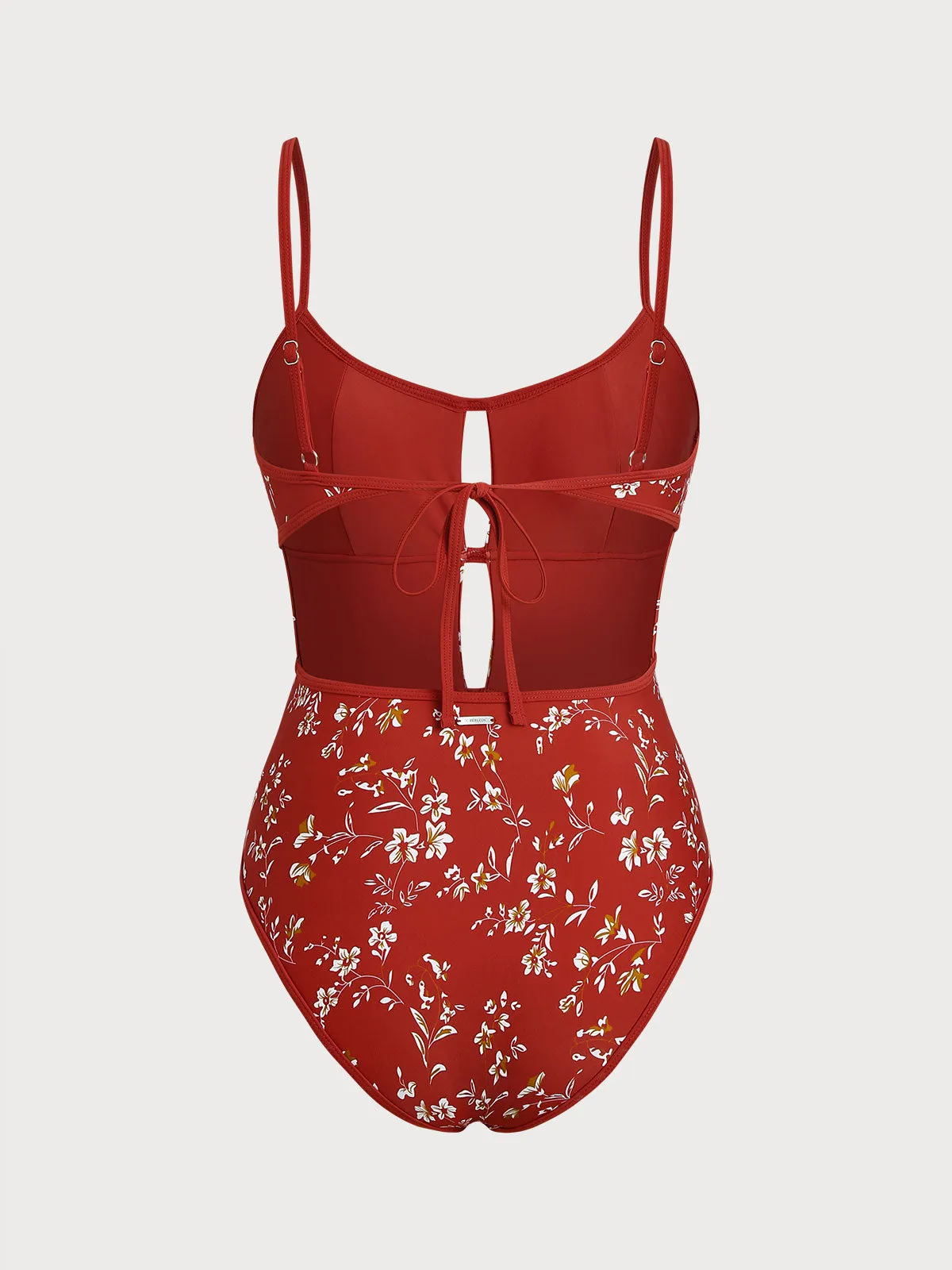 Red Floral Print One-Piece Swimsuit sold by BERLOOK product image thumbnail 2