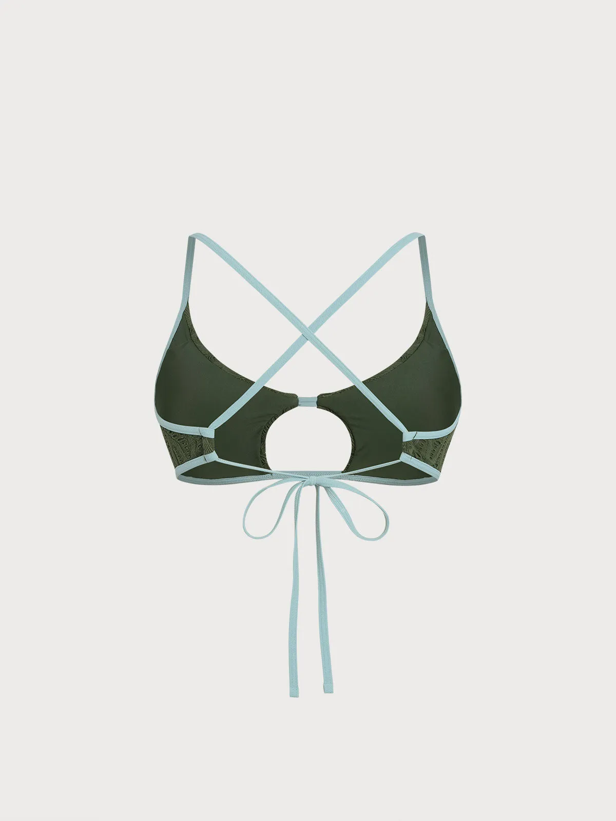 Dark Green Textured Cutout Bikini Top sold by BERLOOK product image thumbnail 2