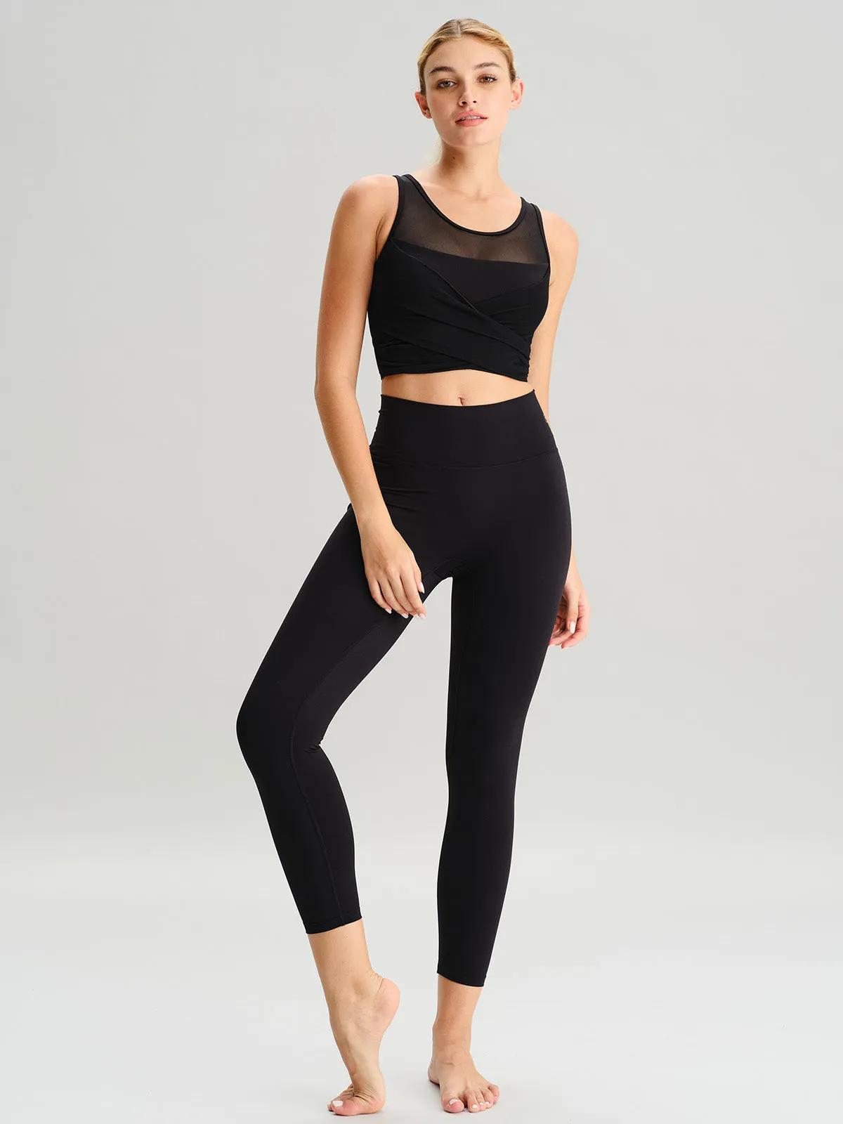 Navy Mesh Cross-Front Tank Top - Light Support sold by BERLOOK product image thumbnail 4