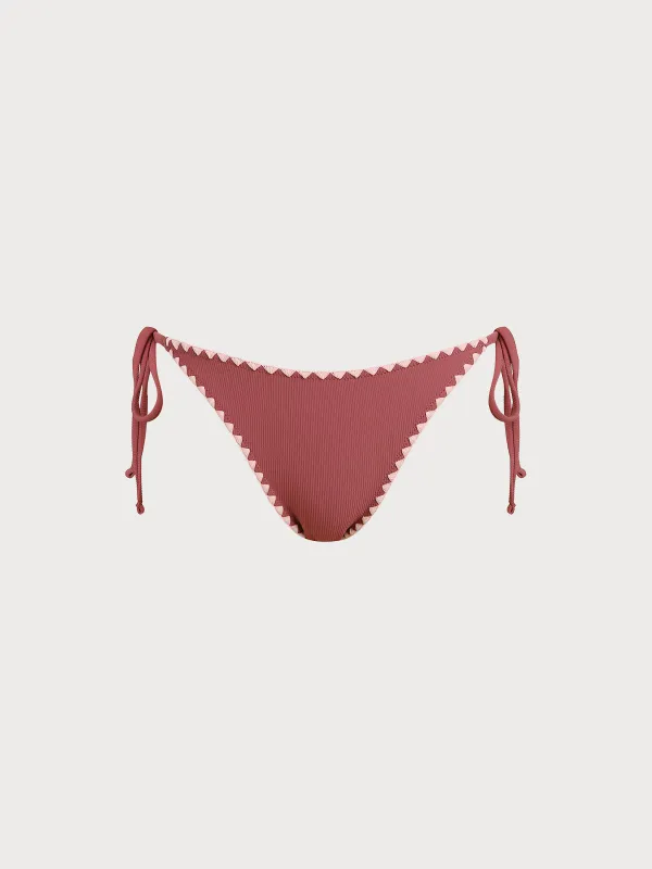Brick Red Tie Stitch Bikini Bottom sold by BERLOOK