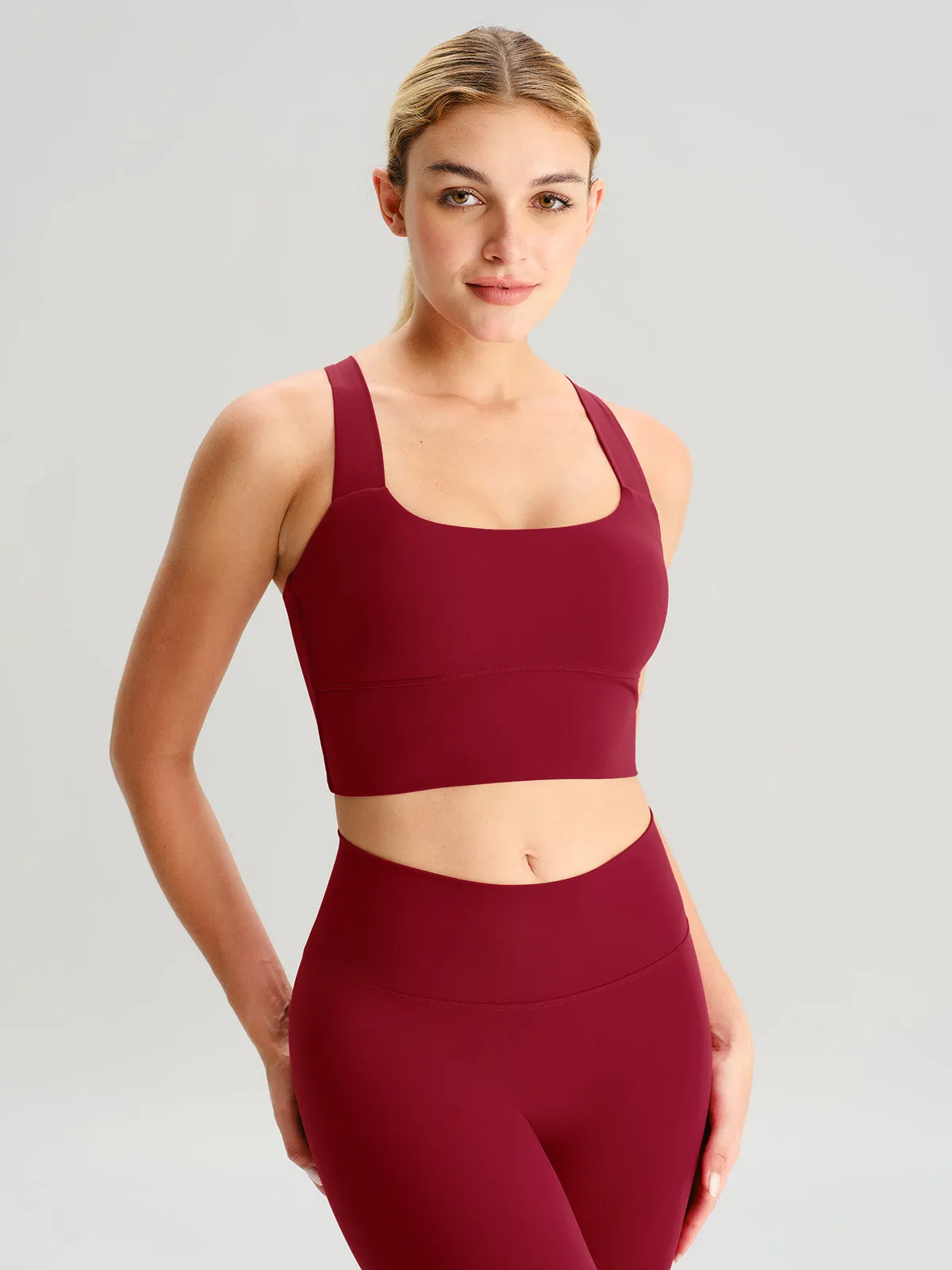 Wine Red Twist X-Cross Sports Bra - Light Support sold by BERLOOK product image thumbnail 2