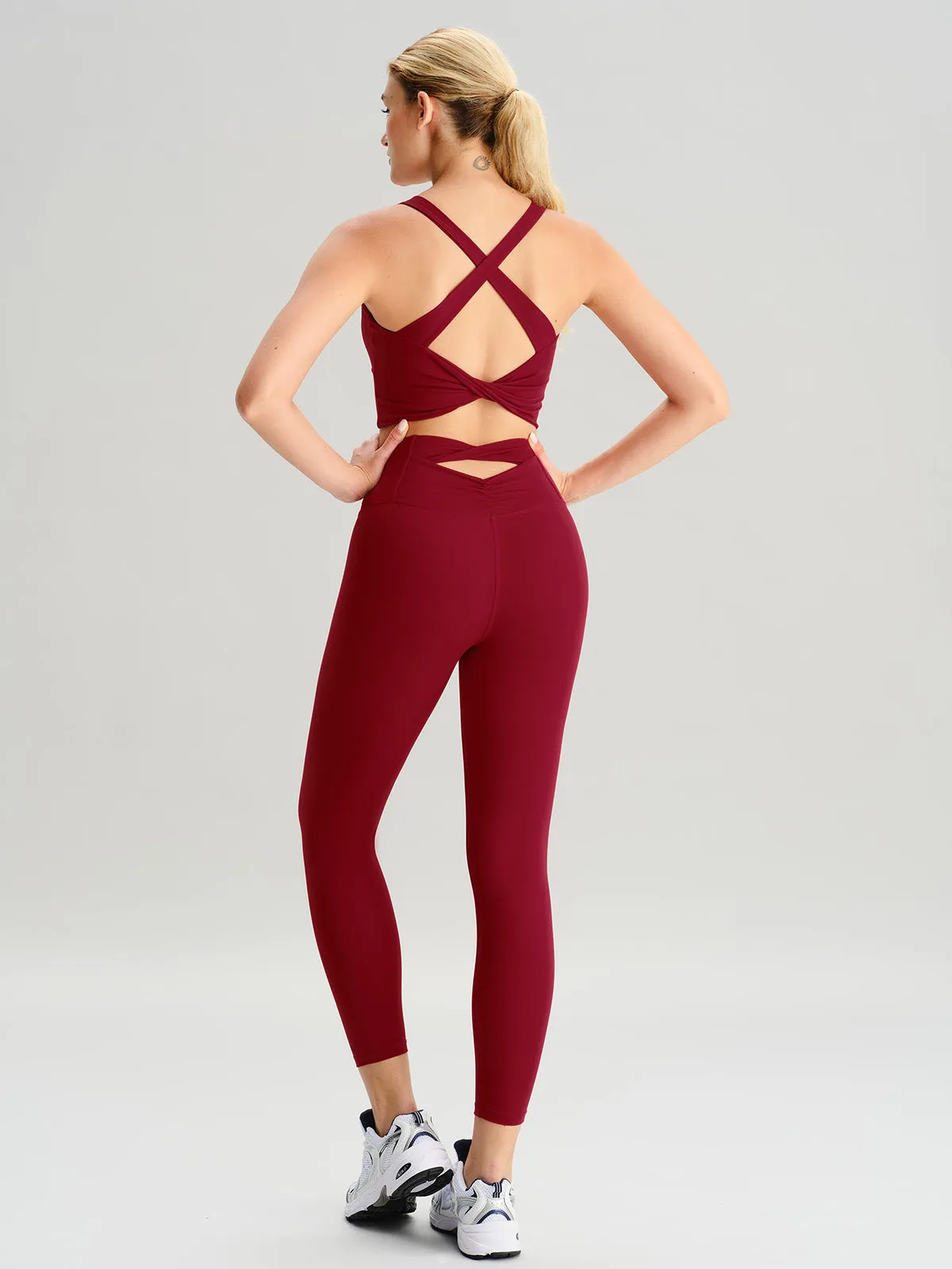 Wine Red Cut Out Leggings 24" sold by BERLOOK product image thumbnail 4
