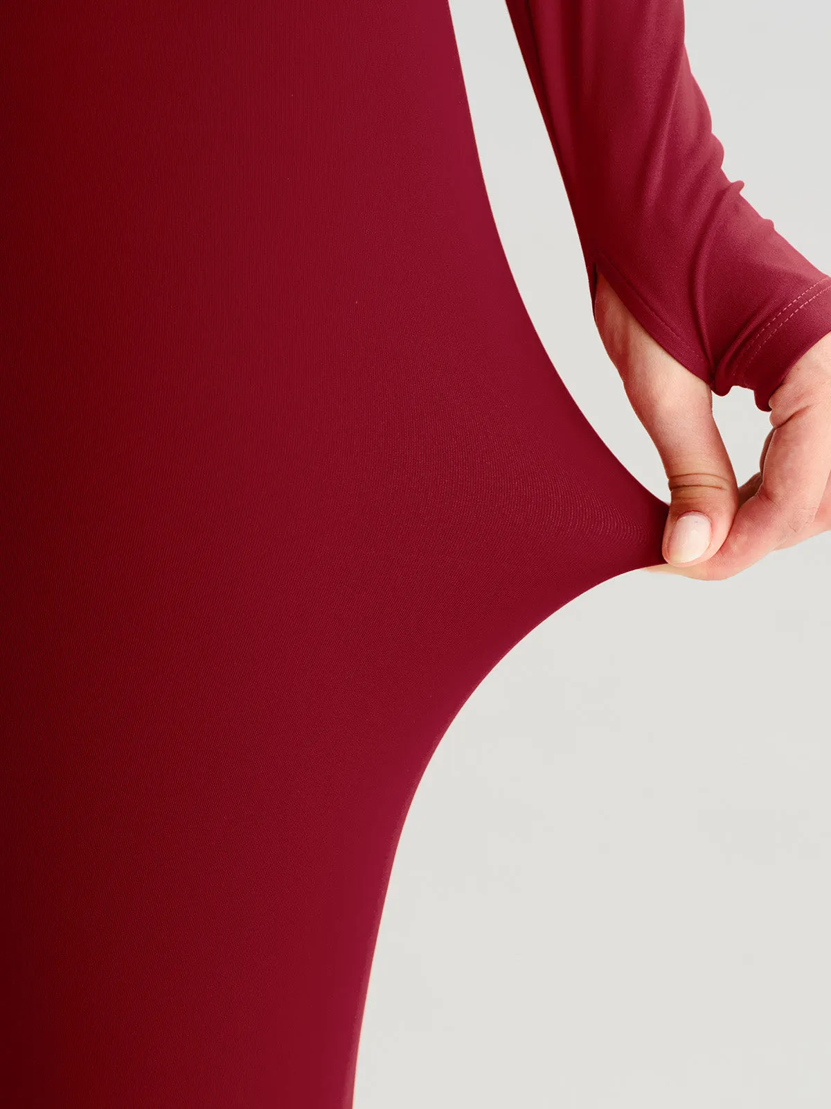 Wine Red Cut Out Leggings 24" sold by BERLOOK product image thumbnail 5