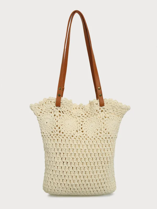 Beige Woven Cotton Bag sold by BERLOOK