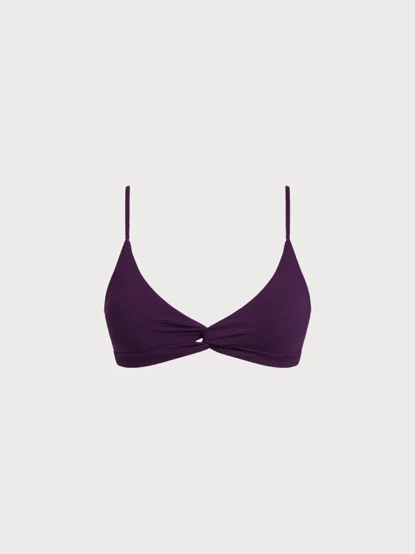 Purple Twist X-Cross Bikini Top sold by BERLOOK