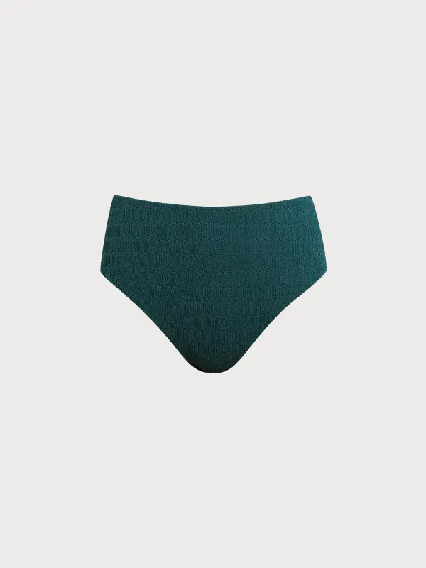 Dark Green Textured High-Waisted Surf Bottom sold by BERLOOK