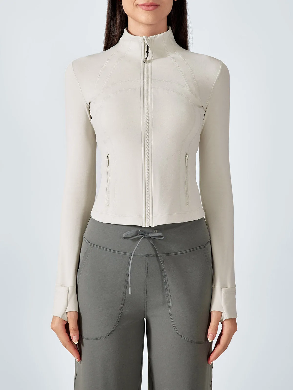 Cream Cropped Sports Jacket sold by BERLOOK