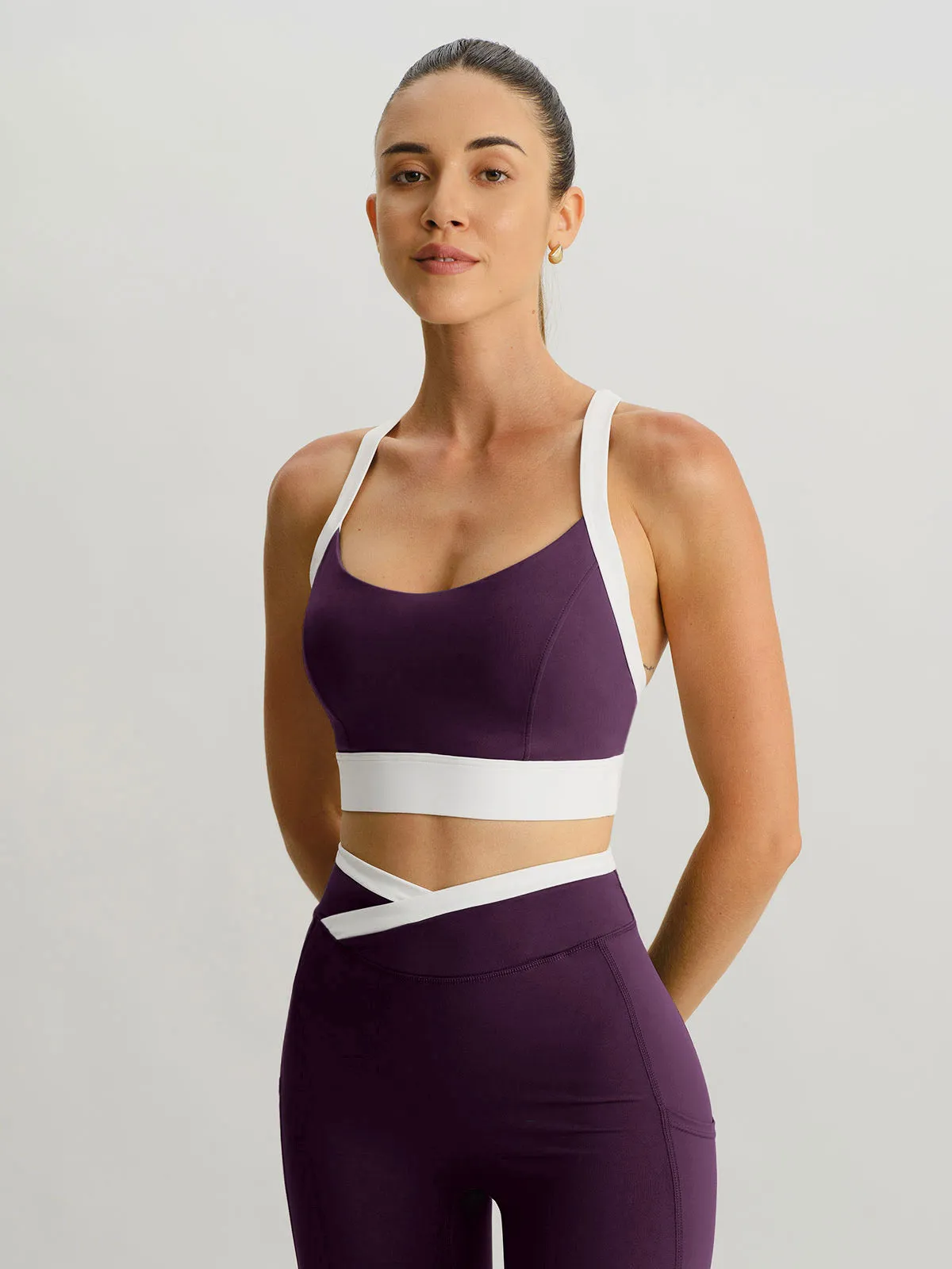 Purple Contrast U Neck Sports Bra - Light Support sold by BERLOOK product image thumbnail 5