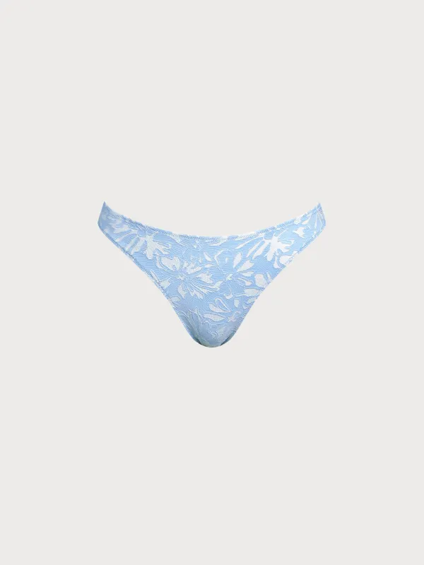 Light Blue Textured Full Coverage Bikini Bottom sold by BERLOOK