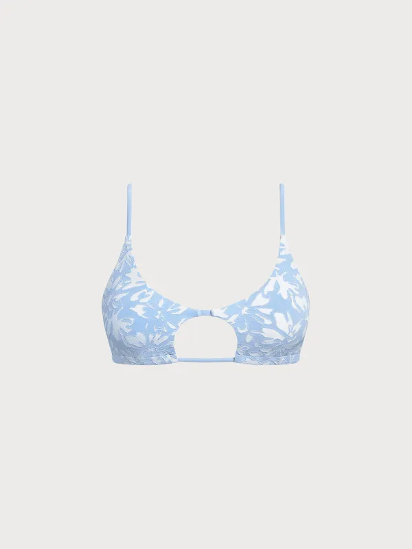 Light Blue Cut-Out Textured Bikini Top sold by BERLOOK