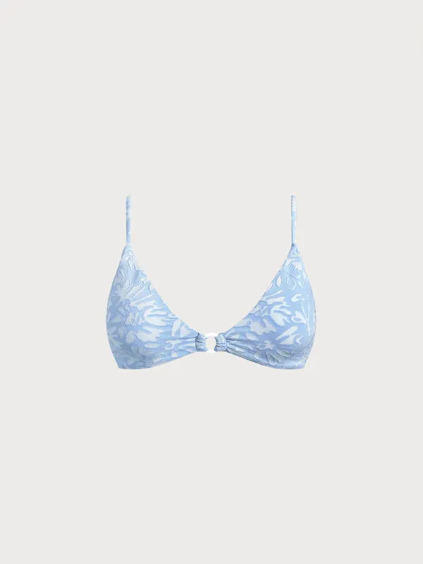Light Blue O-Ring Textured Bikini Top sold by BERLOOK