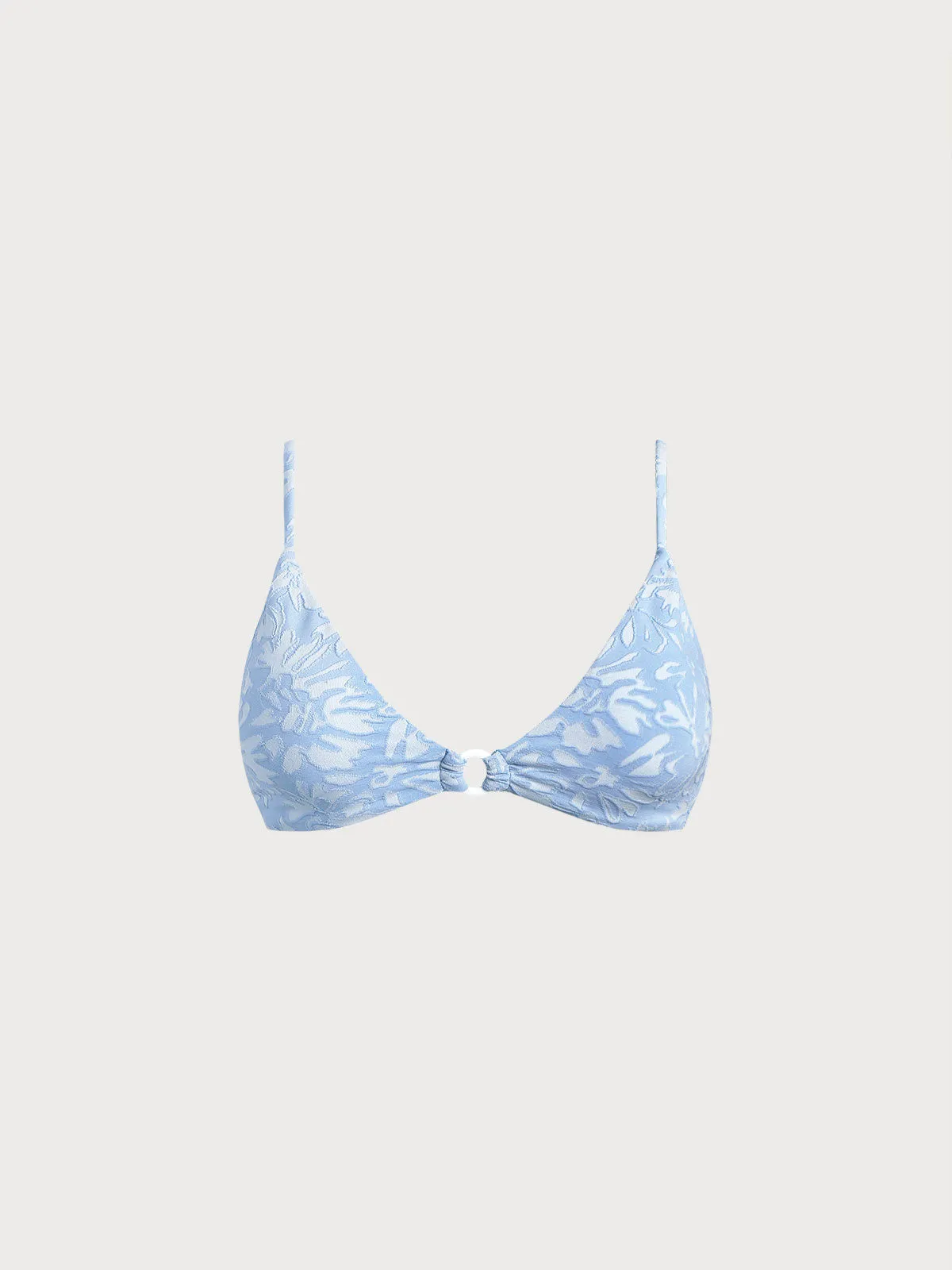 Light Blue O-Ring Textured Bikini Top sold by BERLOOK