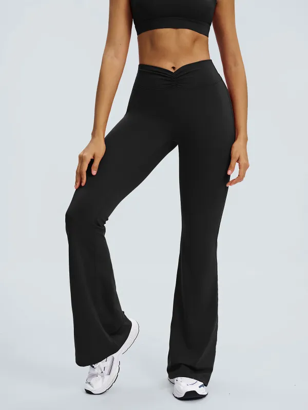 Black Ruched High-Waisted Yoga 31" Pants sold by BERLOOK