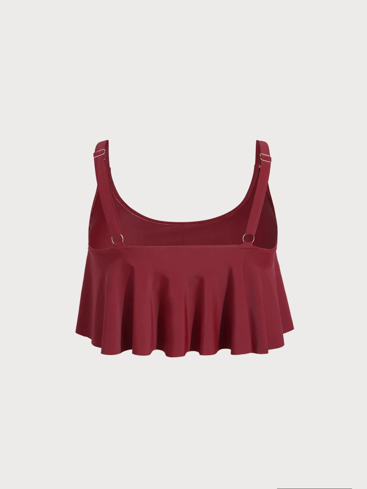 Wine Red U-Neck Plus Size Tankini Top sold by BERLOOK product image thumbnail 2