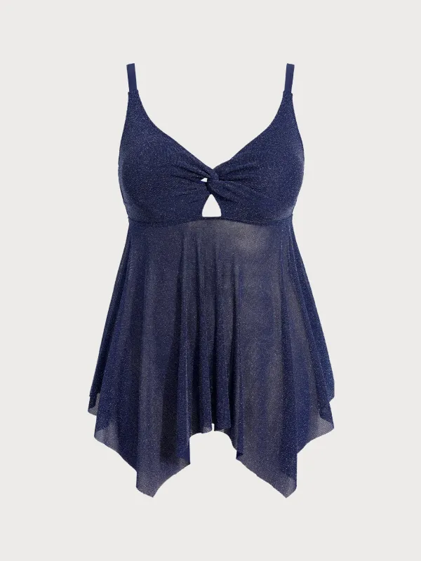 Blue Glitter Plus Size Tankini Top made by BERLOOK