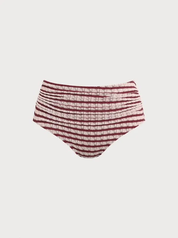Wine Red Stripe Plus Size Bikini Bottom sold by BERLOOK