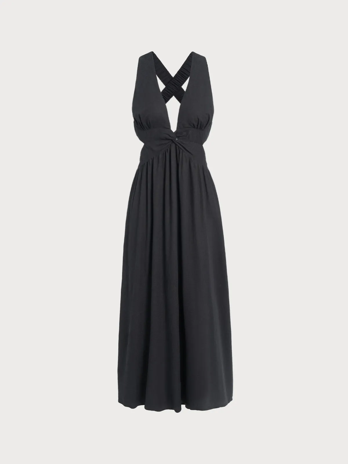 Black V Neck Plaeted Beach Dress sold by BERLOOK product image thumbnail 5