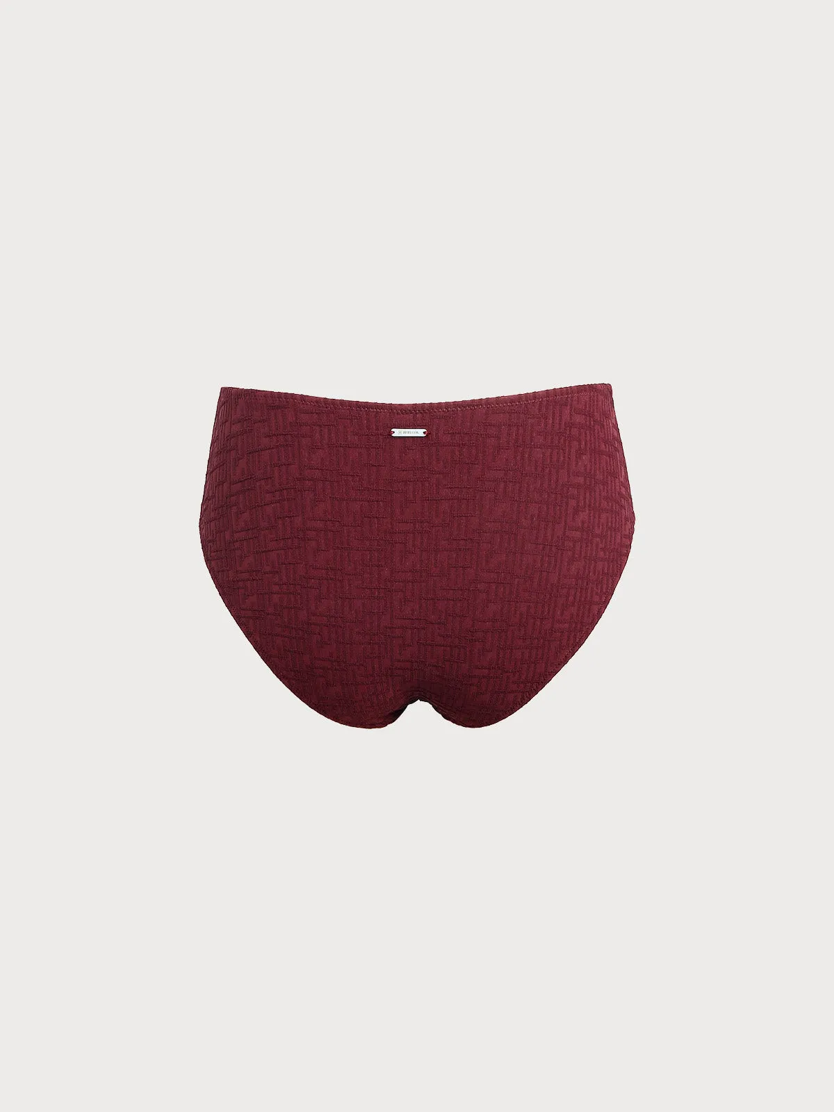 Wine Red Textured High Waisted Bikini Bottom sold by BERLOOK product image thumbnail 2