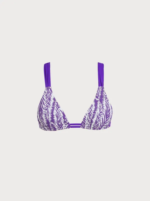 Purple Leaf Textured Strap Bikini Top sold by BERLOOK