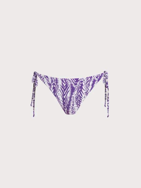 Purple Leaf Textured Tie Bikini Bottom sold by BERLOOK