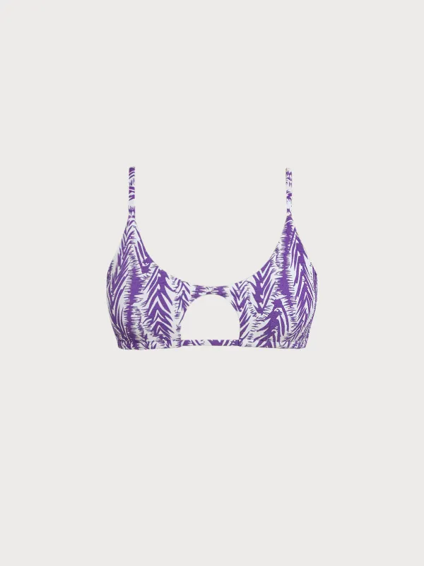 Purple Leaf Textured Cut Out Bikini Top sold by BERLOOK