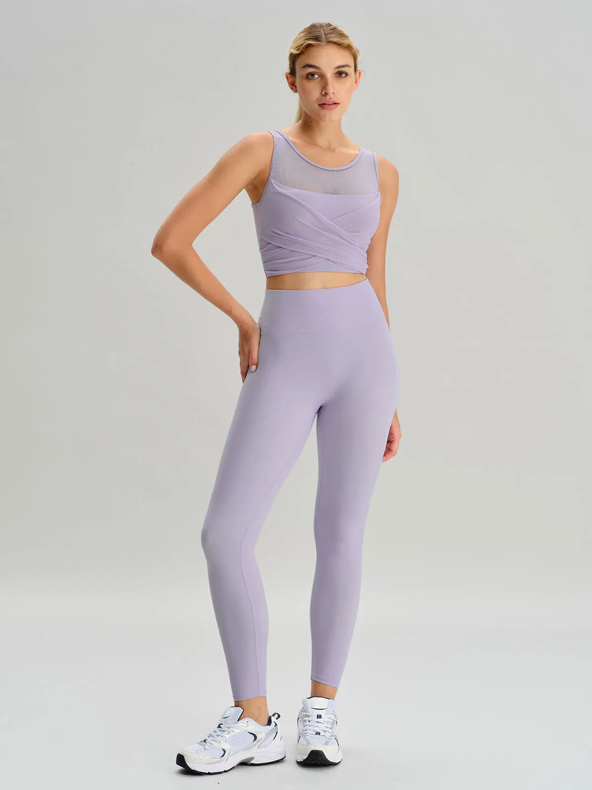 Light Purple Mesh Cross-Front Tank Top - Light Support sold by BERLOOK product image thumbnail 5