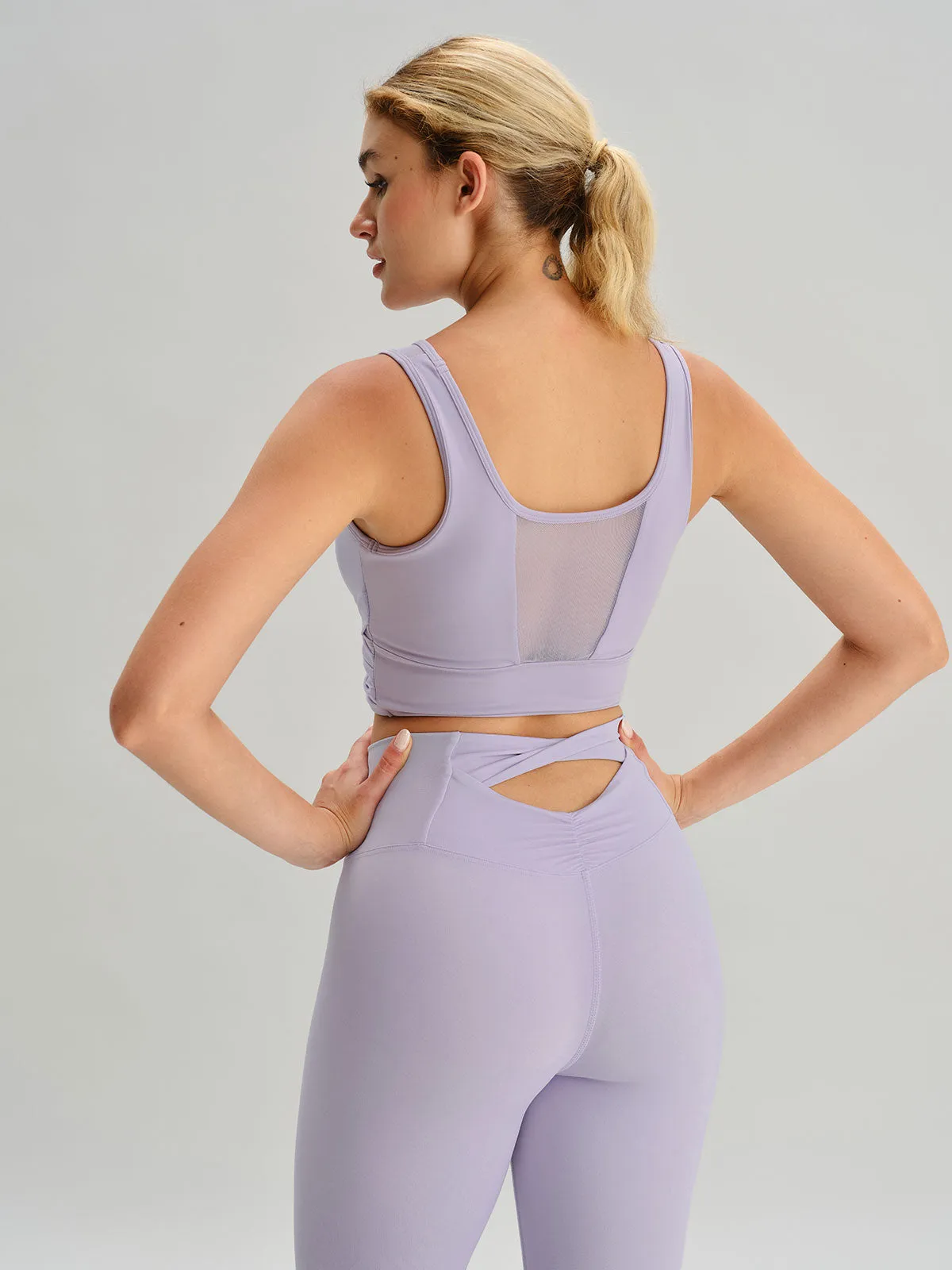 Light Purple Mesh Cross-Front Tank Top - Light Support sold by BERLOOK product image thumbnail 2