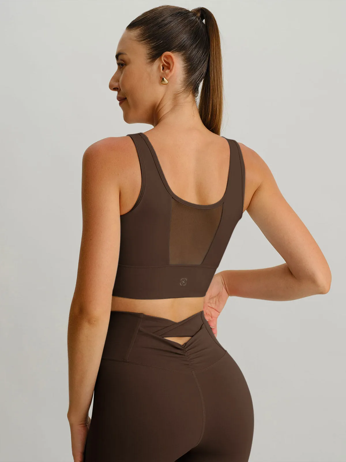 Coffee Mesh Cross-Front Tank Top - Light Support sold by BERLOOK product image thumbnail 4