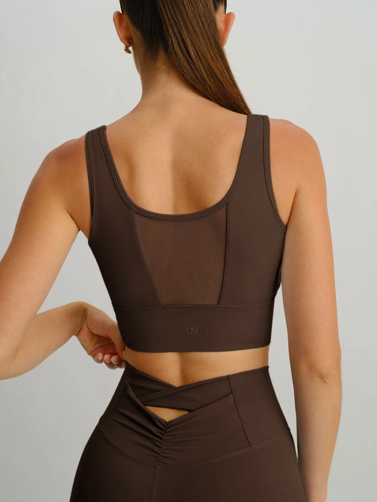 Coffee Mesh Cross-Front Tank Top - Light Support sold by BERLOOK product image thumbnail 2