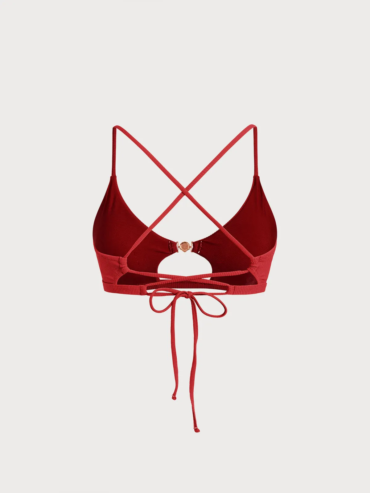 Red Cutout Gold-Accented Bikini Top sold by BERLOOK product image thumbnail 2
