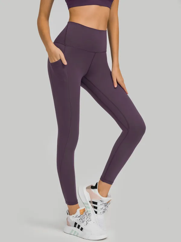 Purple High-Waisted Pocket Leggings sold by BERLOOK