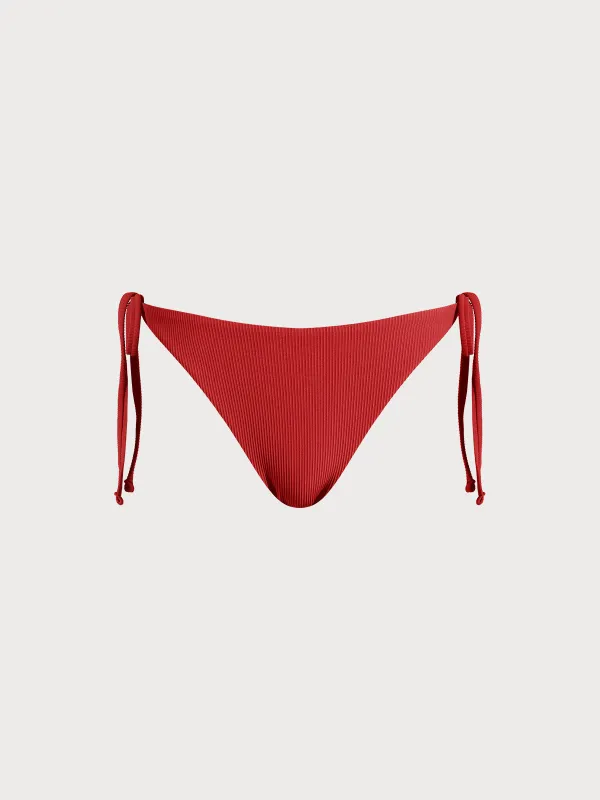 Red Solid Tie Bikini Bottom sold by BERLOOK