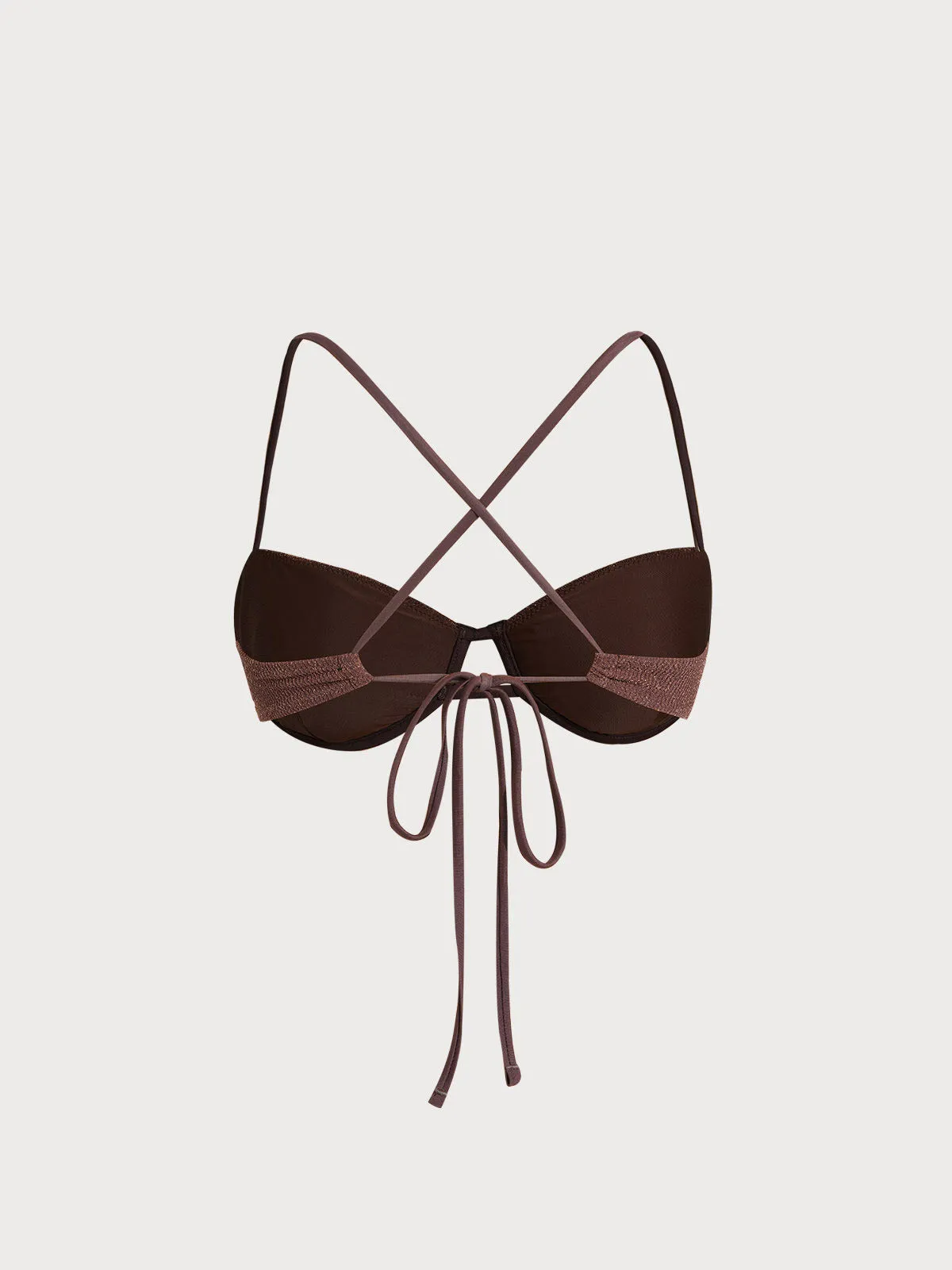 Dark Coffee Ruched Underwire Bikini Top sold by BERLOOK product image thumbnail 2