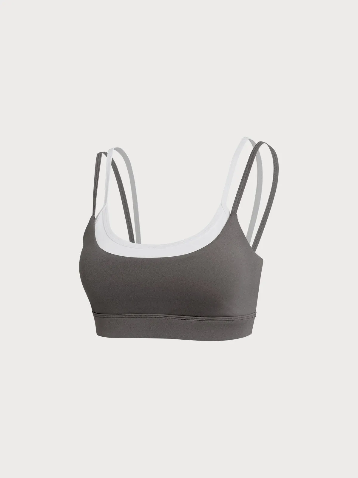 Dark Coffee Contrast Twist Sports Bra - Light Support sold by BERLOOK