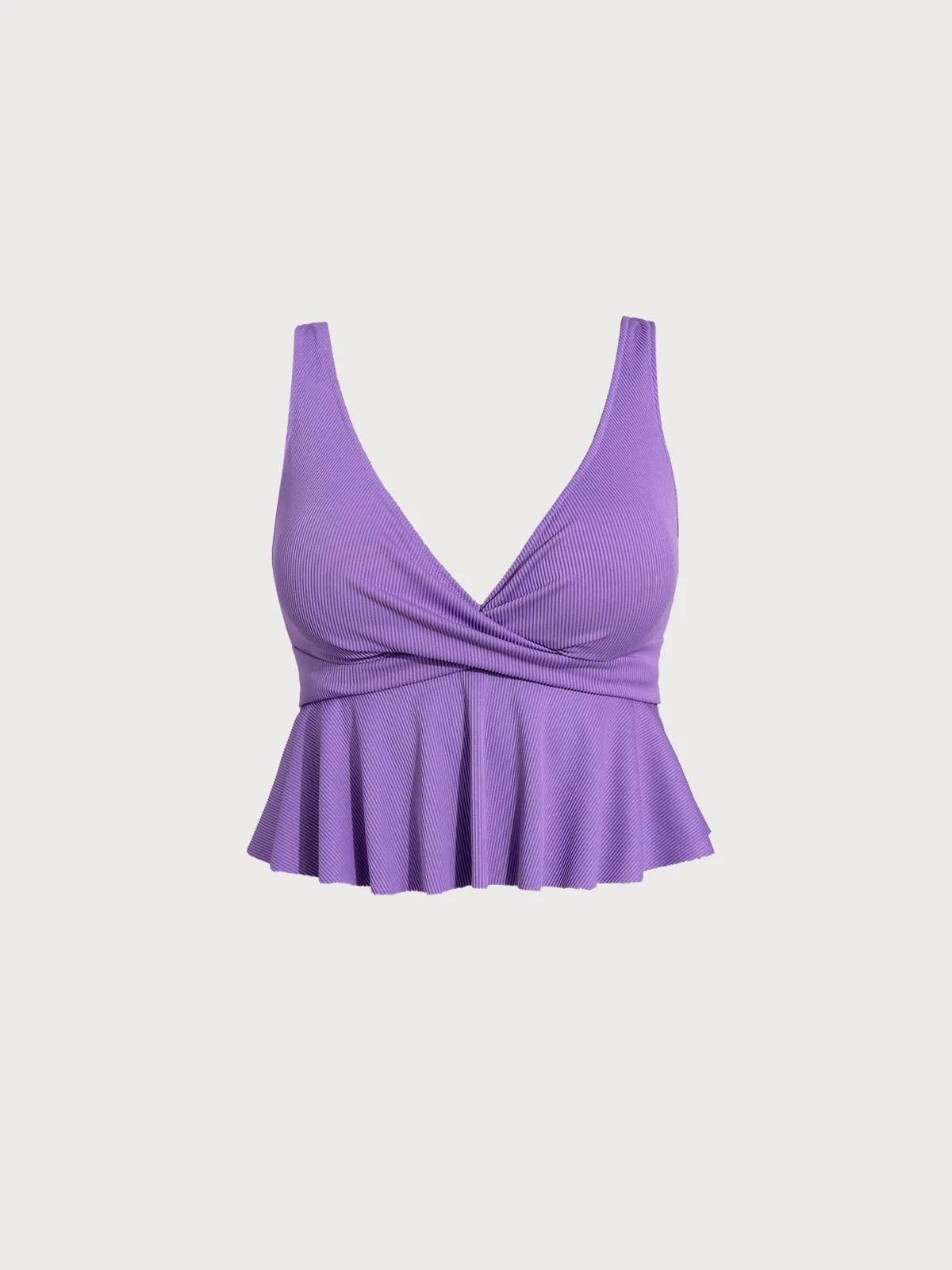 Purple Wrap Peplum Plus Size Tankini Top sold by BERLOOK