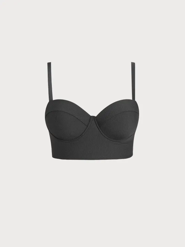Black Underwire Strappy Plus Size Bikini Top sold by BERLOOK