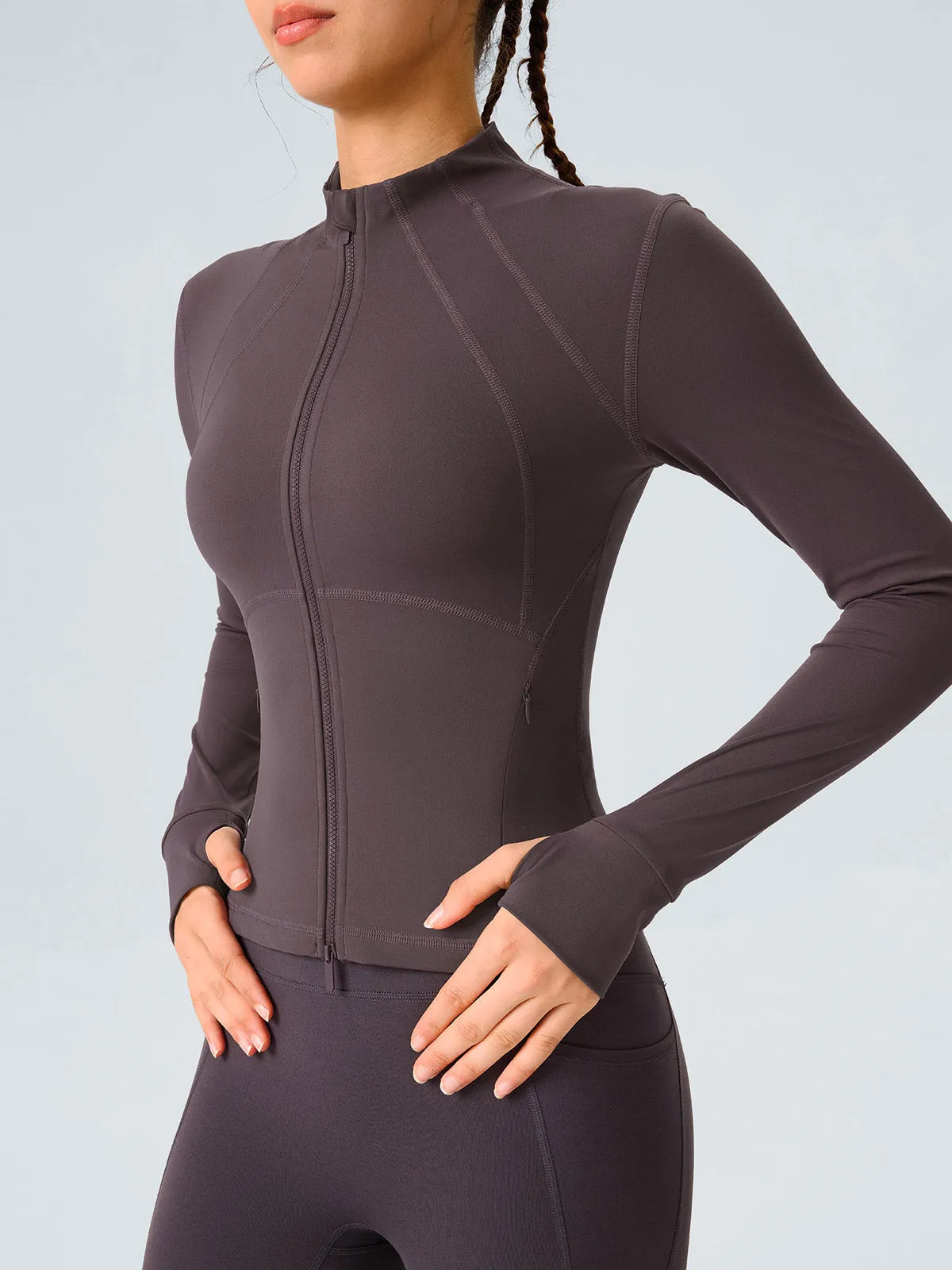 Purple Slim-Fit Zip-Up Athletic Jacket sold by BERLOOK product image thumbnail 3