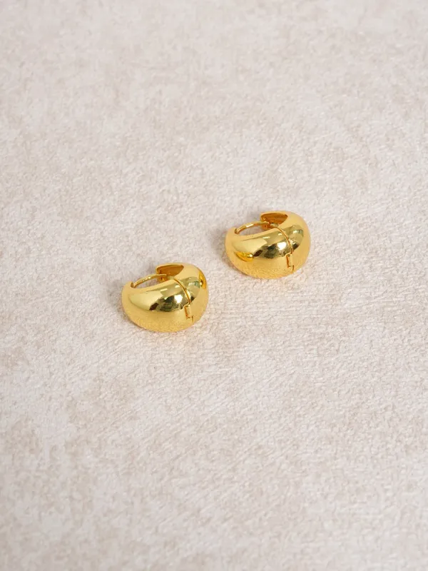 Gold Dome Huggie Earrings sold by BERLOOK