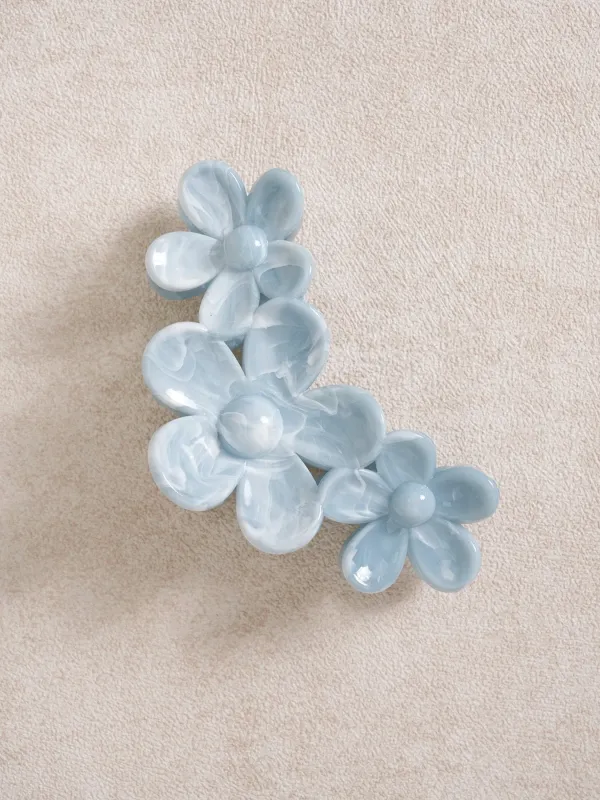 Light Blue Marbled Floral Hair Claw sold by BERLOOK